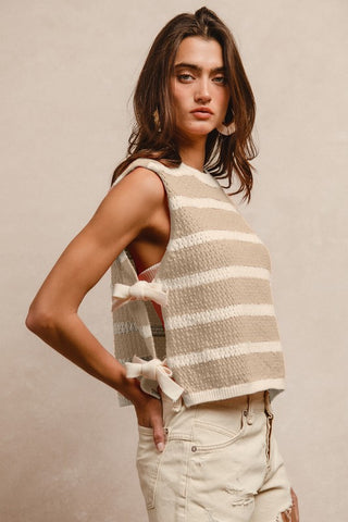 Side-Tied Vest in Latte