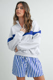 Two-Toned Half Zip Collar Sweatshirt