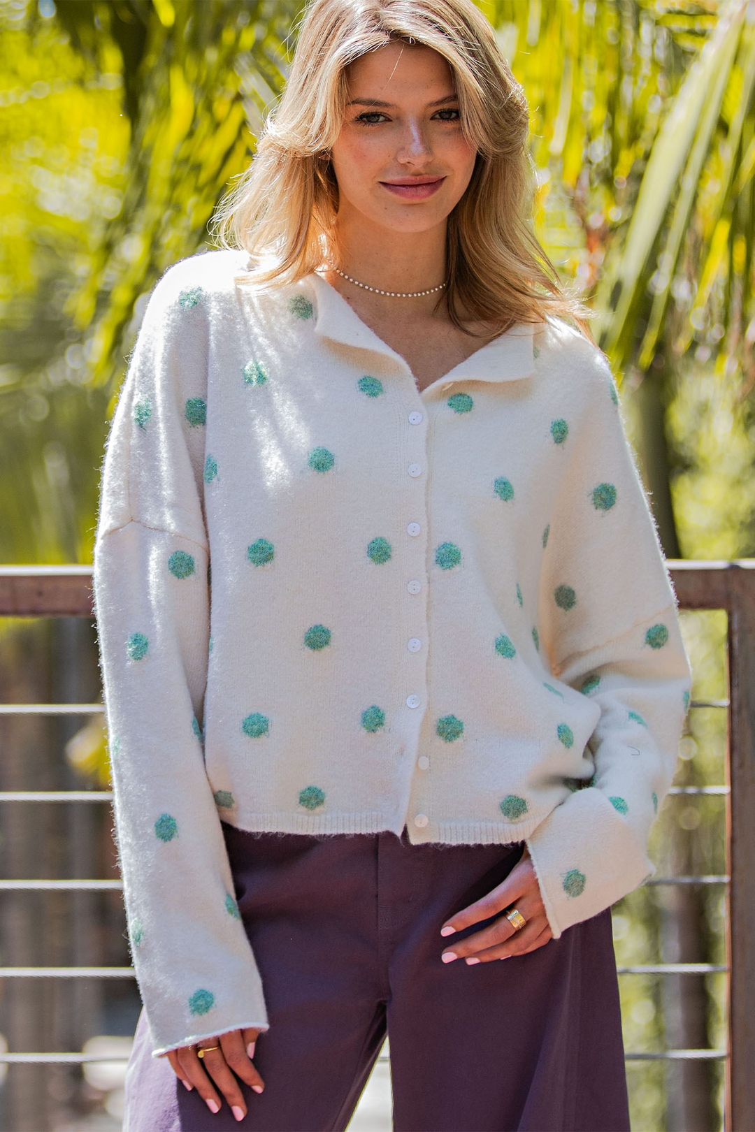 Polka Dot Button Down Cardigan