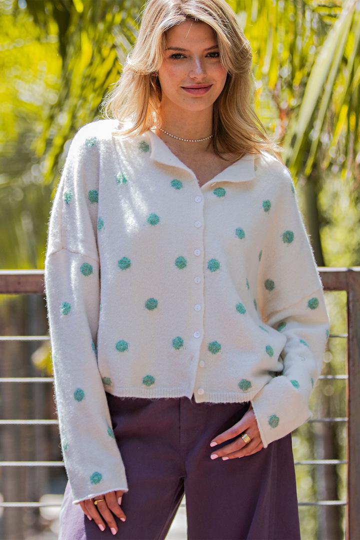 Polka Dot Button Down Cardigan