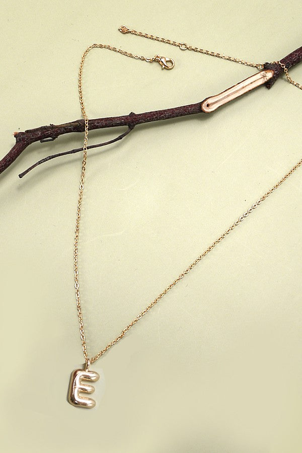 Bubble Initial Necklace Gold Puff