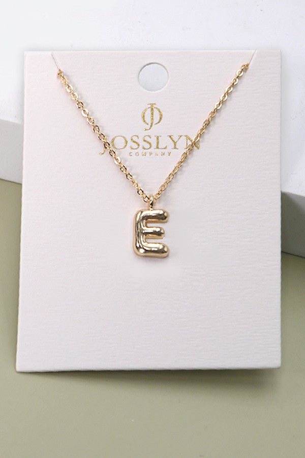 Bubble Initial Necklace Gold Puff