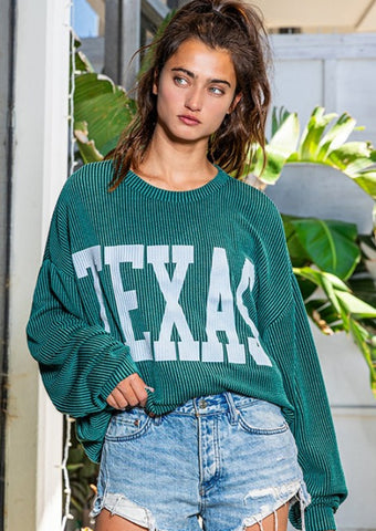 Texas Sweatshirt in Hunter Green