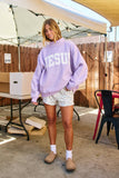 'JESUS'  Mock Neck Sweatshirt in Lavender