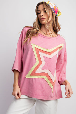 Star Patch Top in Cotton Candy