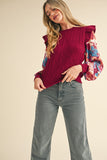 Maroon Mixed Media Sweater