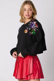 Ornaments Cropped Sweatshirt in Black