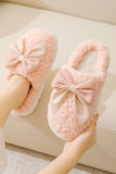 Bowknot Applique Plush Winter Slippers