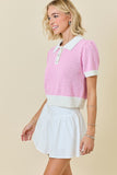 Sweater Terry Polo in Powder Pink