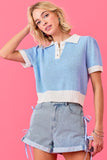 Sweater Terry Polo in Baby Blue