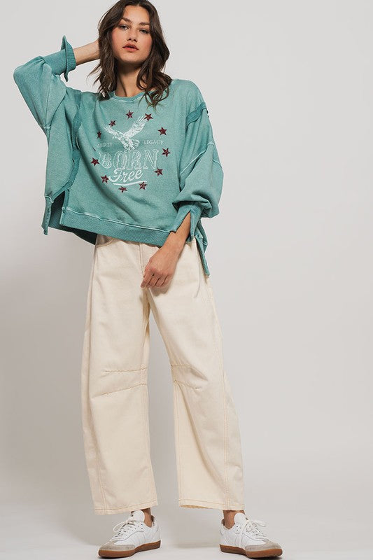Americana Born Free Graphic Crewneck