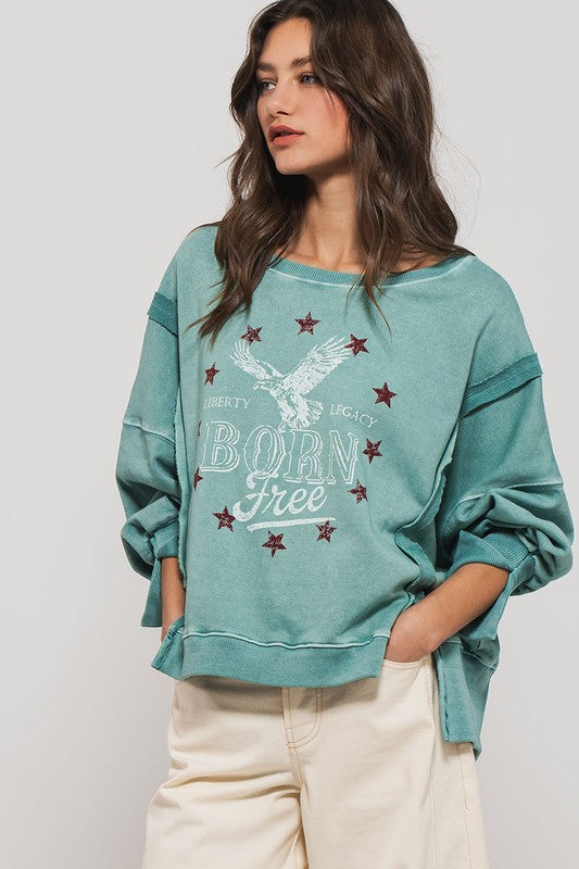 Americana Born Free Graphic Crewneck