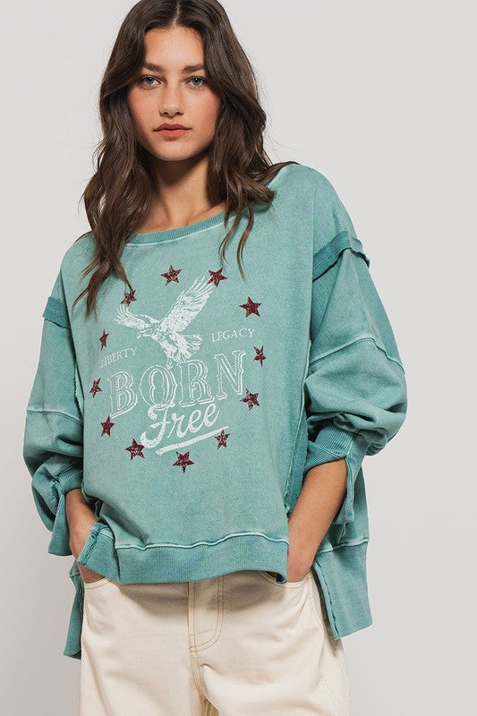 Americana Born Free Graphic Crewneck