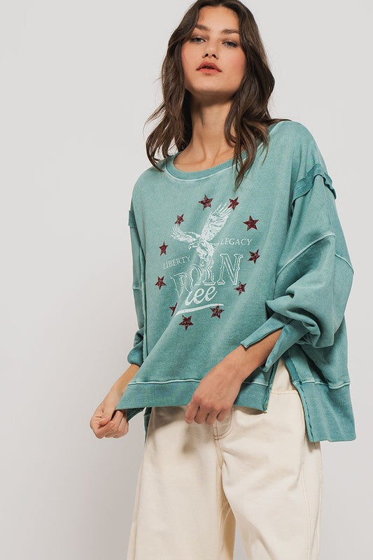 Americana Born Free Graphic Crewneck
