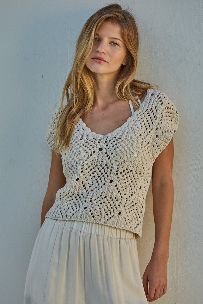 Kendra Crochet Top V-Neck