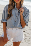 Ruffle Denim Chambray Top