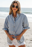 Ruffle Denim Chambray Top