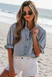Ruffle Denim Chambray Top
