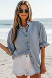 Ruffle Denim Chambray Top