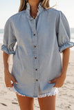 Ruffle Denim Chambray Top
