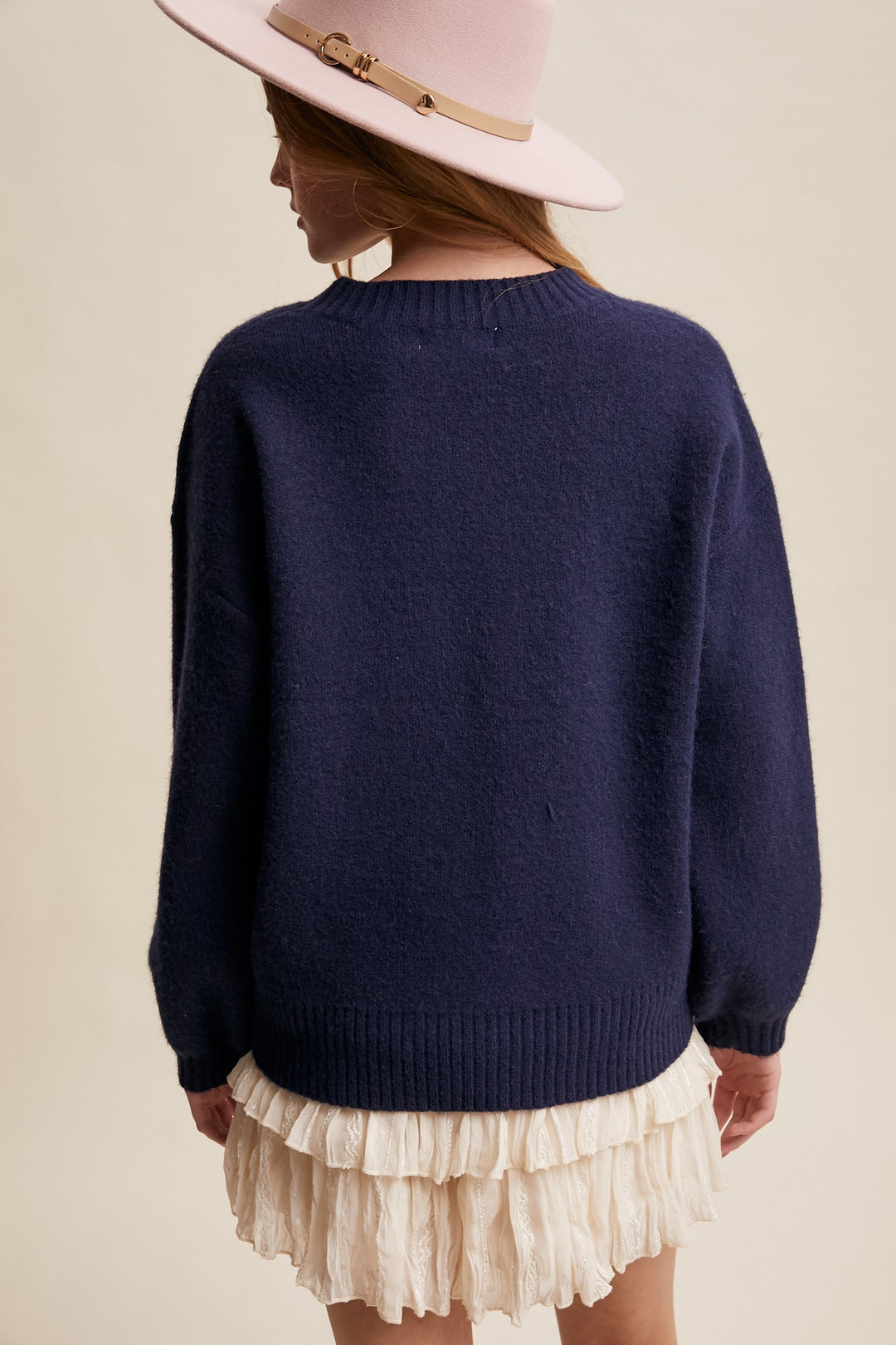 Horseshoes and Sequins Sweater Denim Crew Neck