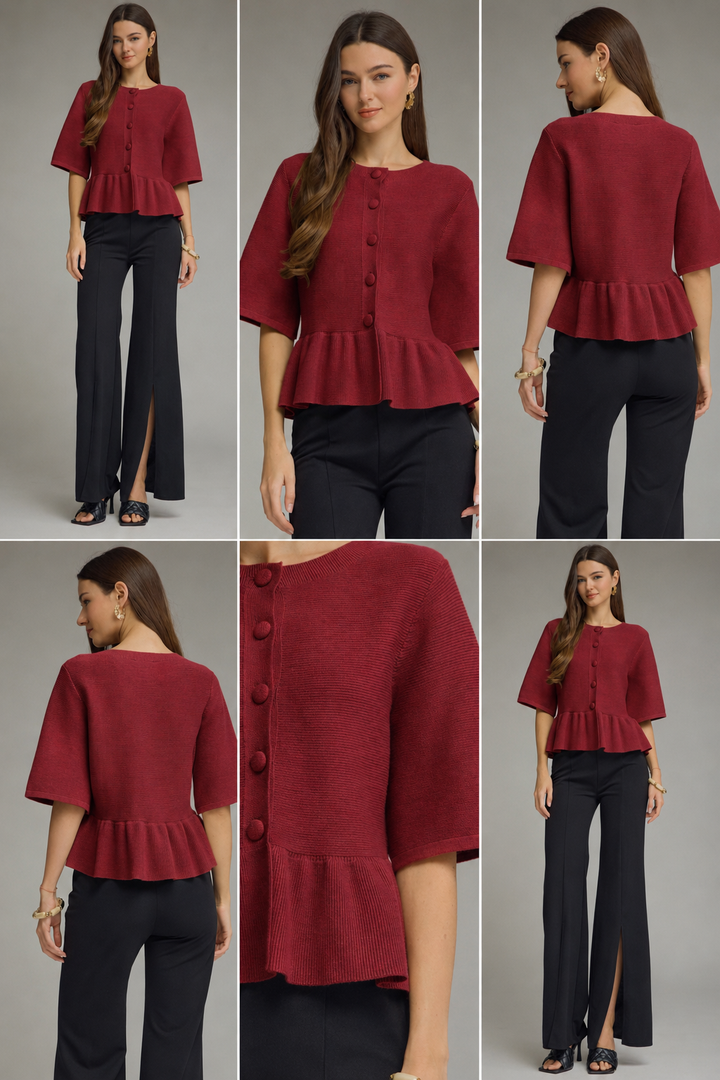 The Maroon Peplum Sweater