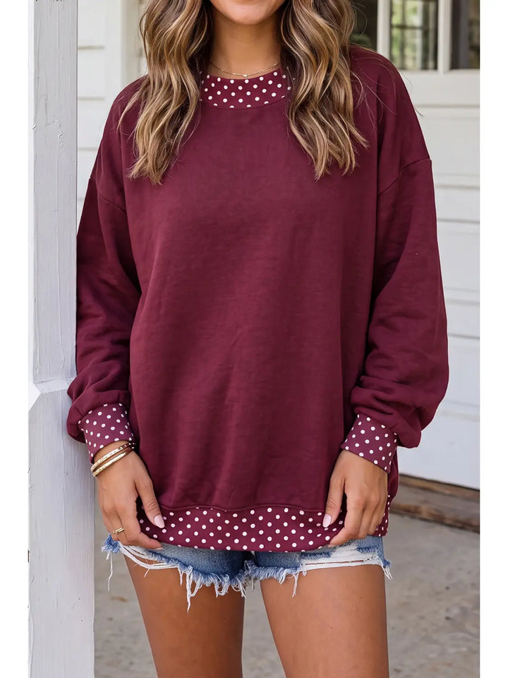 Polka Dot Sweatshirt in Maroon