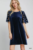 Velvet Shift in Navy