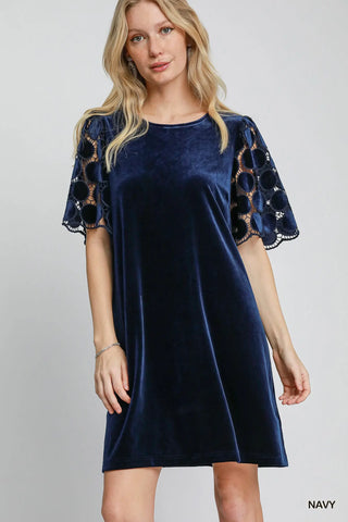 Velvet Shift in Navy