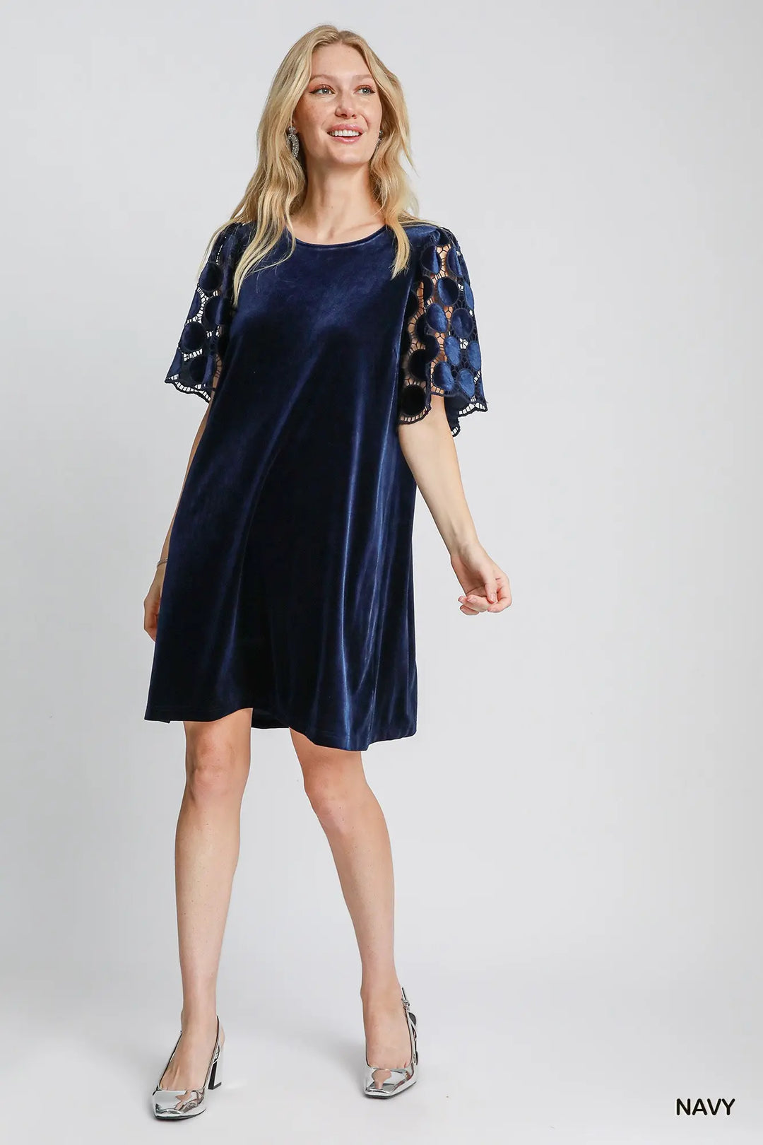 Velvet Shift in Navy Lace