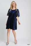 Velvet Shift in Navy
