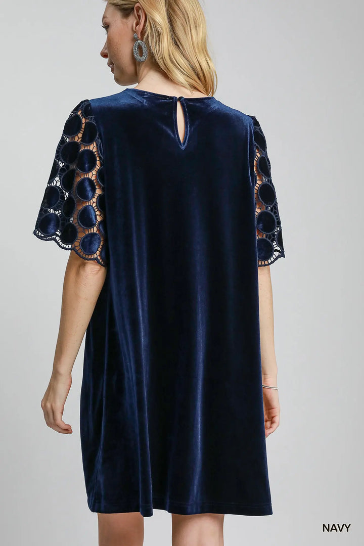 Velvet Shift in Navy Lace
