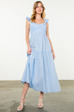 Pale Blue Flutter Sleeve Dress