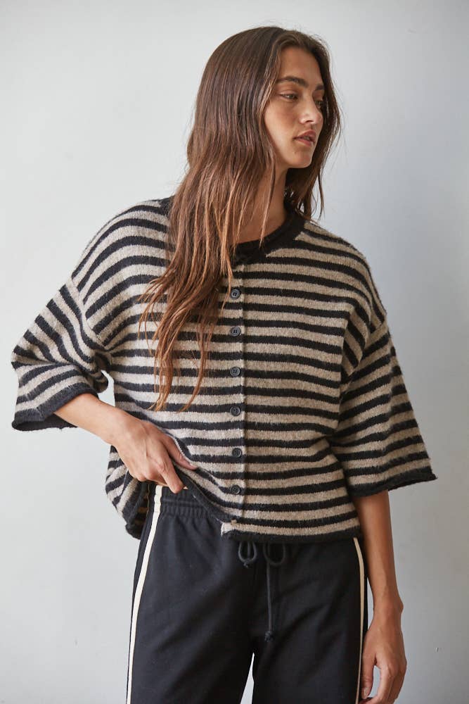 Striped Cardigan in Brown