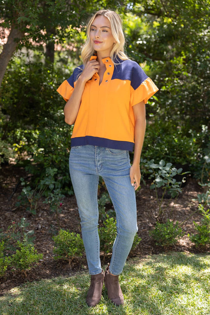 French Terry Top in Orange