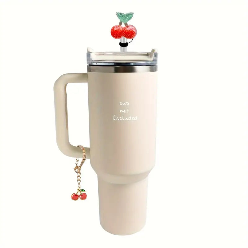 Cherry Silicone Straw Topper and Handle Charm Set Bag
