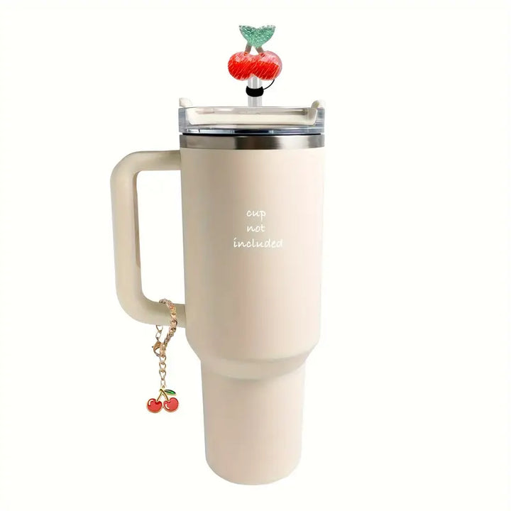Cherry Silicone Straw Topper and Handle Charm Set Bag