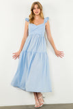 Pale Blue Flutter Sleeve Dress