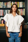 Ruffle and Pintuck Top in White
