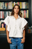 Ruffle and Pintuck Top in White