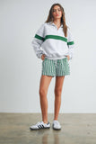 Two-Toned Half Zip Collar Sweatshirt