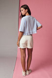 Eyelet And Boxy Knit Top in Light Blue