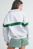 Two-Toned Half Zip Collar Sweatshirt