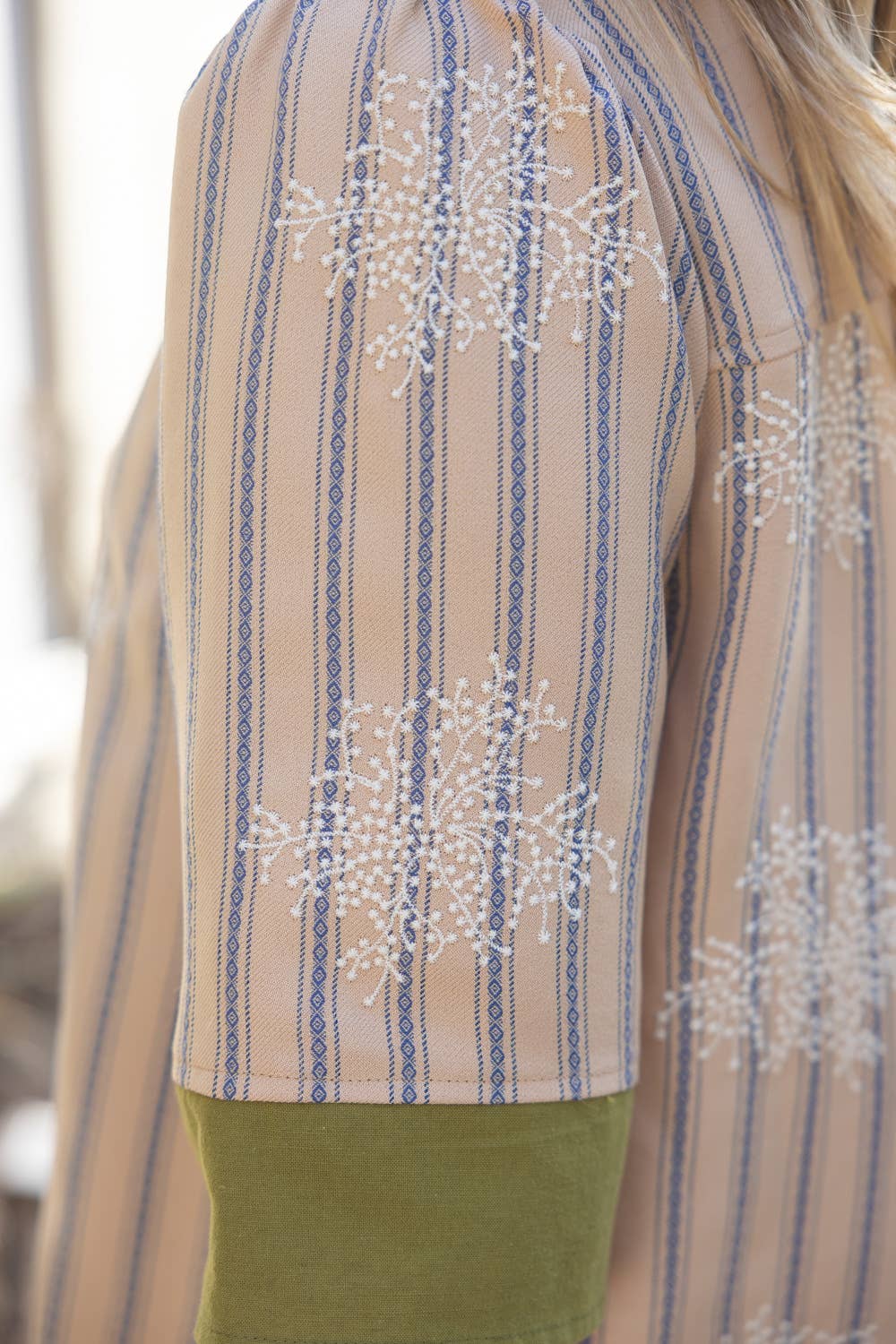 Floral Embroidered Stripe Top