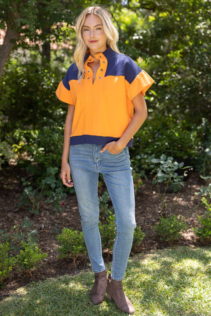 French Terry Top in Orange