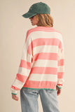 Striped Rugby Sweater in Ivory and Coral