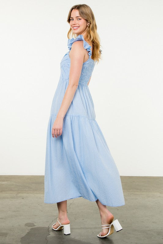 Pale Blue Flutter Sleeve Dress