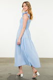 Pale Blue Flutter Sleeve Dress
