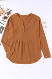 Waffle Knit Henley in Pumpkin Spice