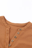 Waffle Knit Henley in Pumpkin Spice